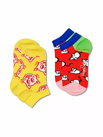 HAPPY SOCKS | Kinder Sneaker Socken 2-er Pkg. CAT & MOUSE yellow | 